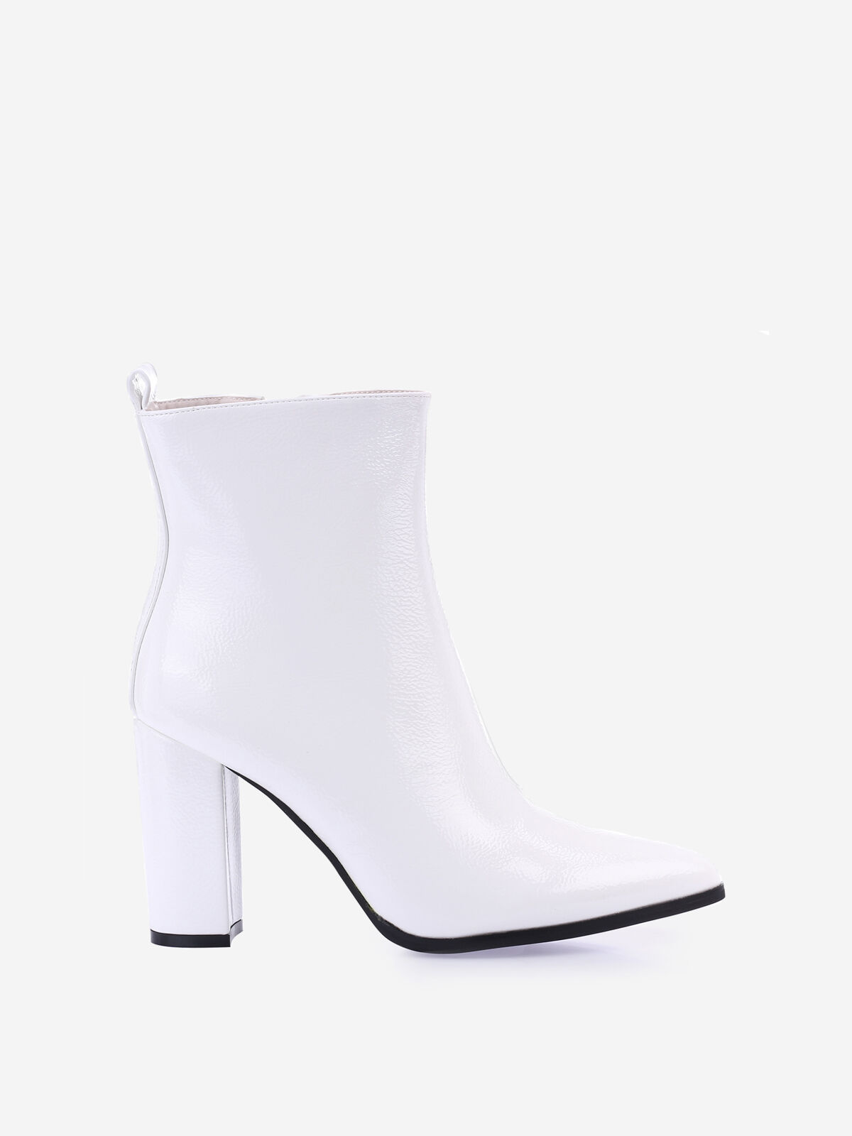 Bottines vernies à bout pointu- Blanc
