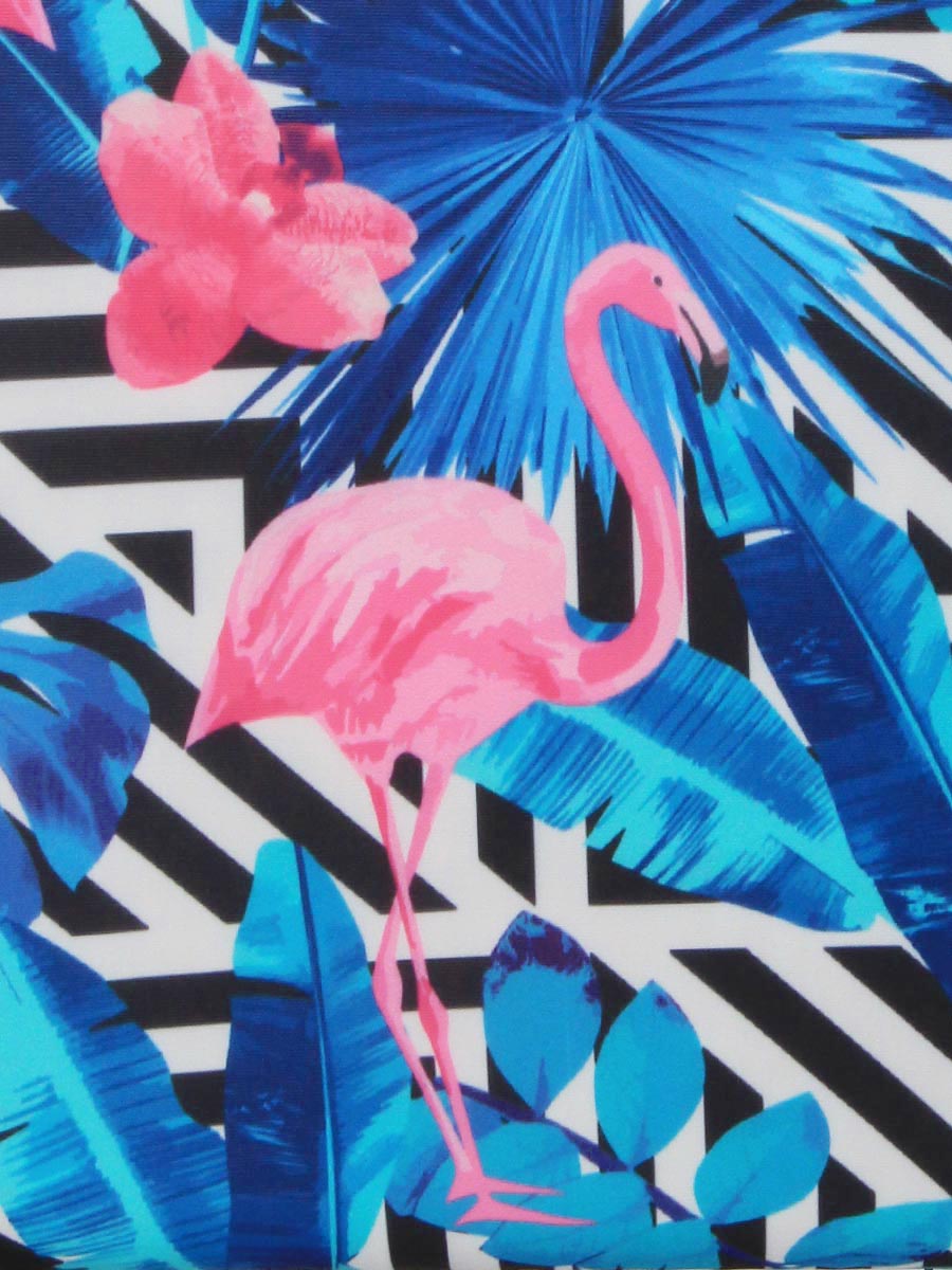 Housse de valise Periea Black & White Stripes with Flamingos S