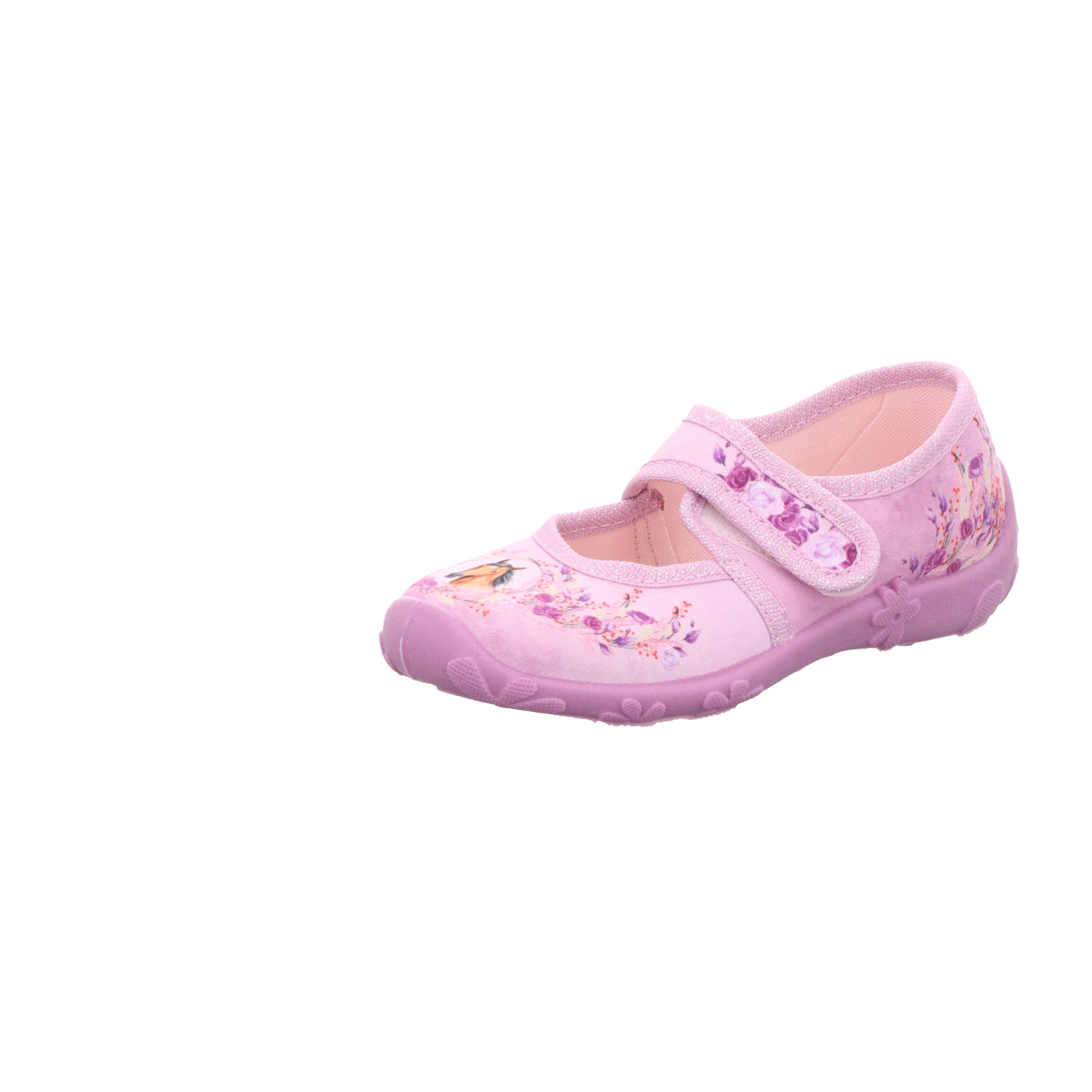 girlZ onlY Kinder-Hausschuh Pferde-Motiv Fuchsia-Rosa-Mehrfarbig