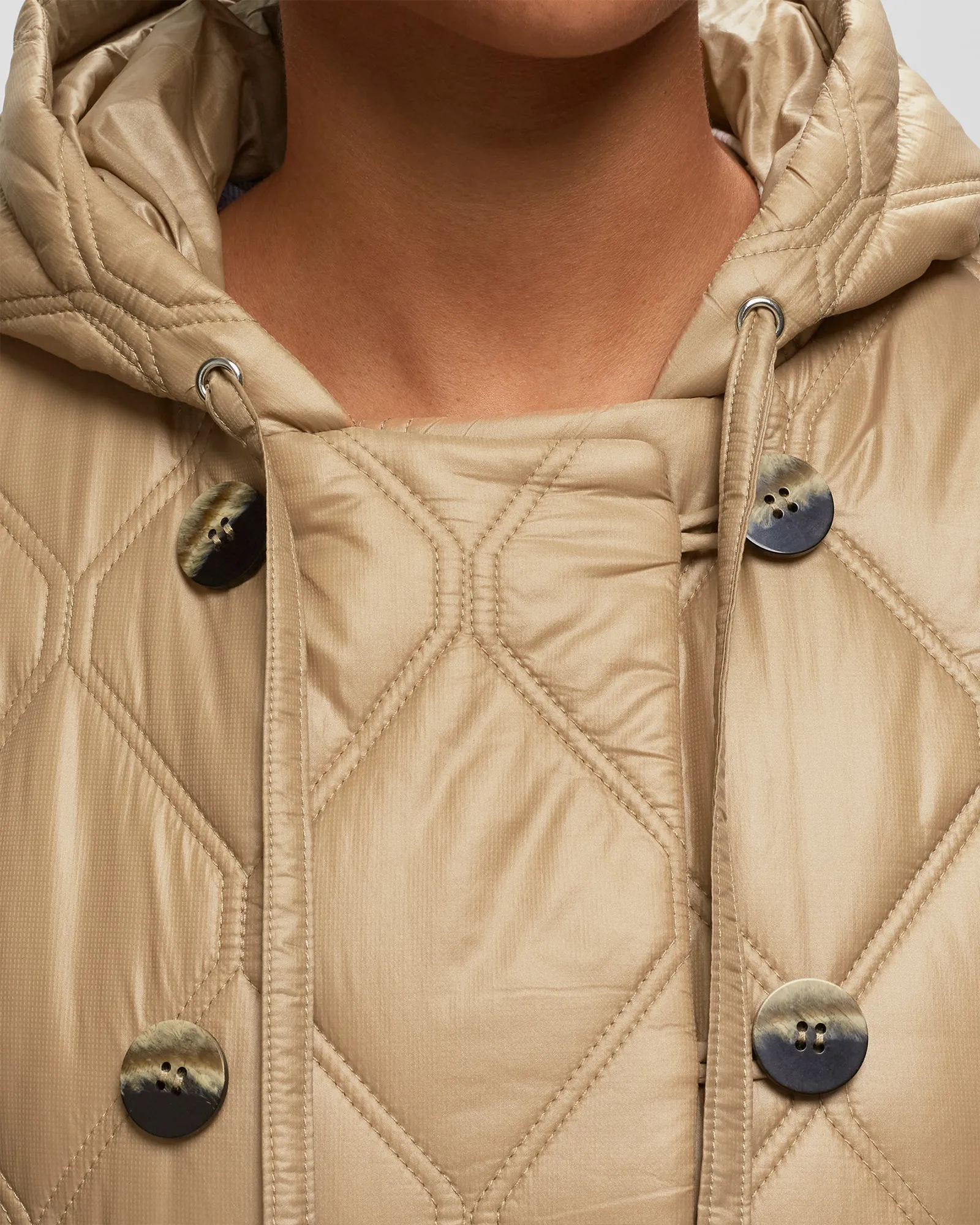 Ganni Shiny Quilt Hooded Jacket