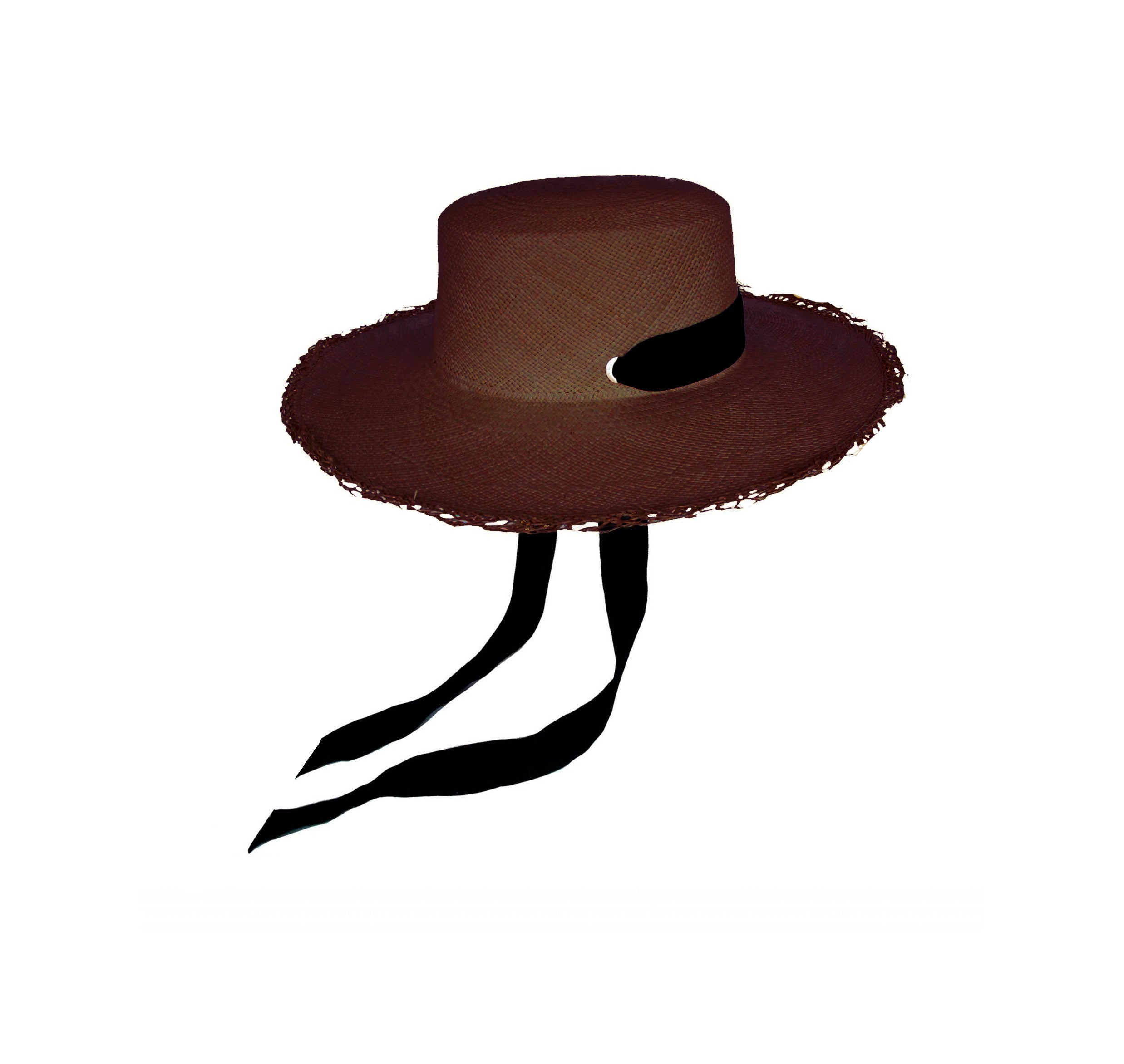 Chapeau en cuir cordovan à long bord