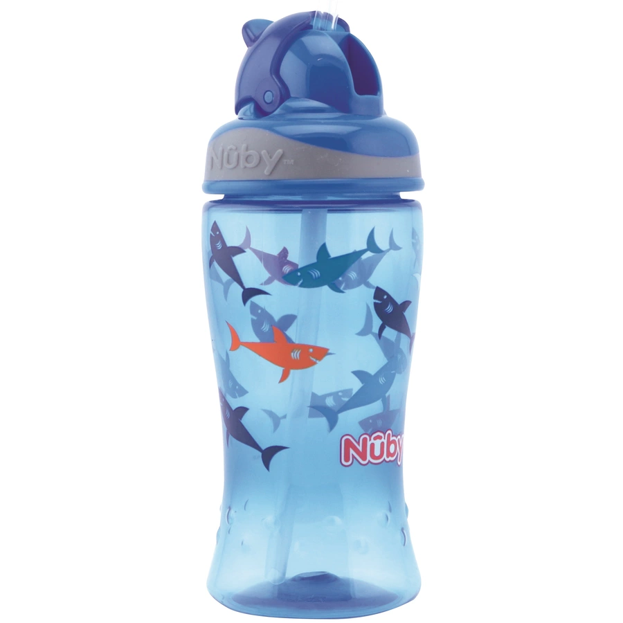 Nûby Trinkhalmflasche Soft Flip-It  360ml ab 12 Monate, blau