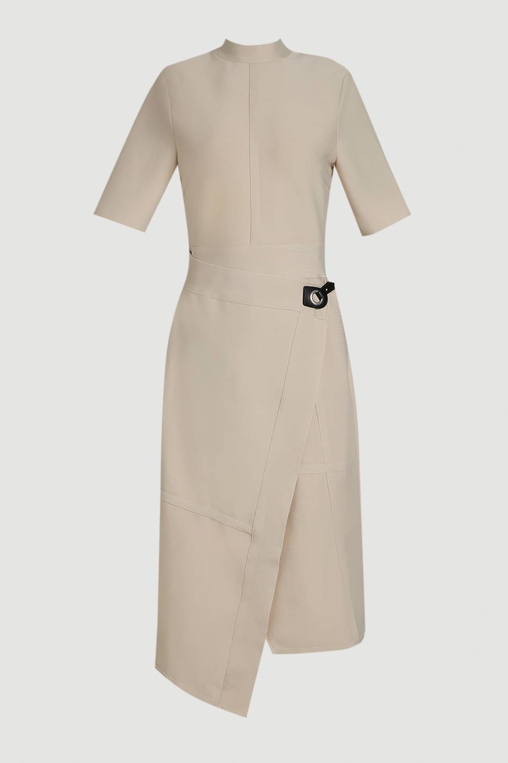 KarenMillen Robe Midi Tricot Bandage Asymétrique Effet Sculptant