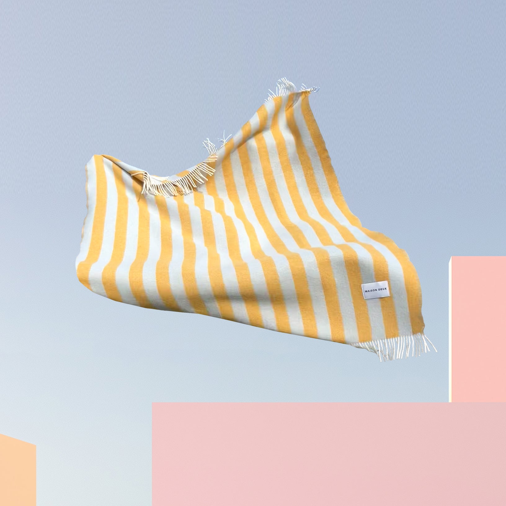 Maison Deux Candy Wrap Plaid - IJsblauw / Honing