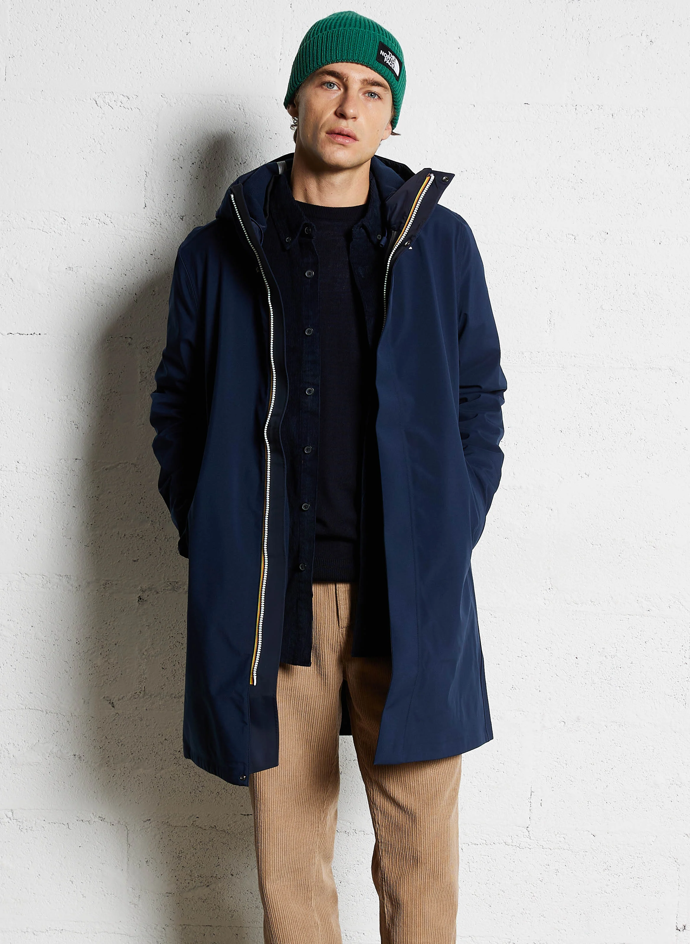 THOMAS BONDED - Parka col montant à capuche ajustée | Bleu