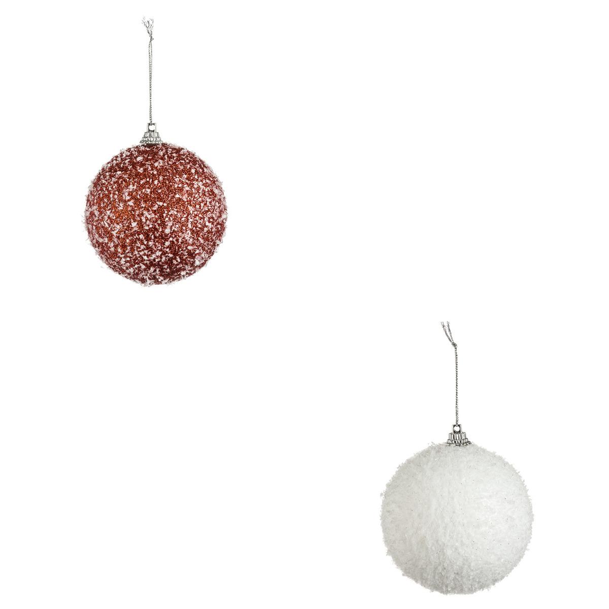 BOULE DE NOEL FLOQUEE 8CM