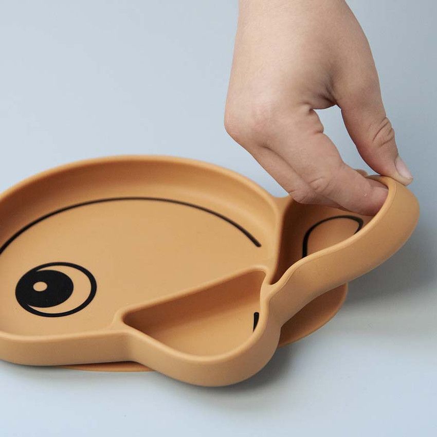 Assiette antidérapante Wally - Moutarde - Ecru