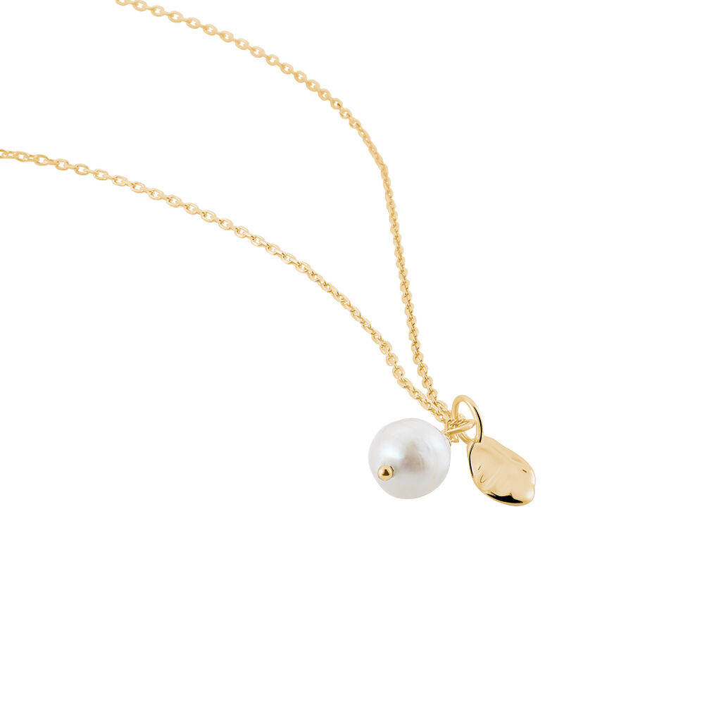 Collier Soalie Plaqué Or Jaune Perle D'imitation
