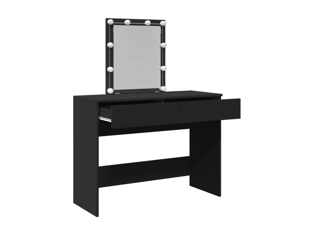 Coiffeuse avec LED noir 100x40x130 cm