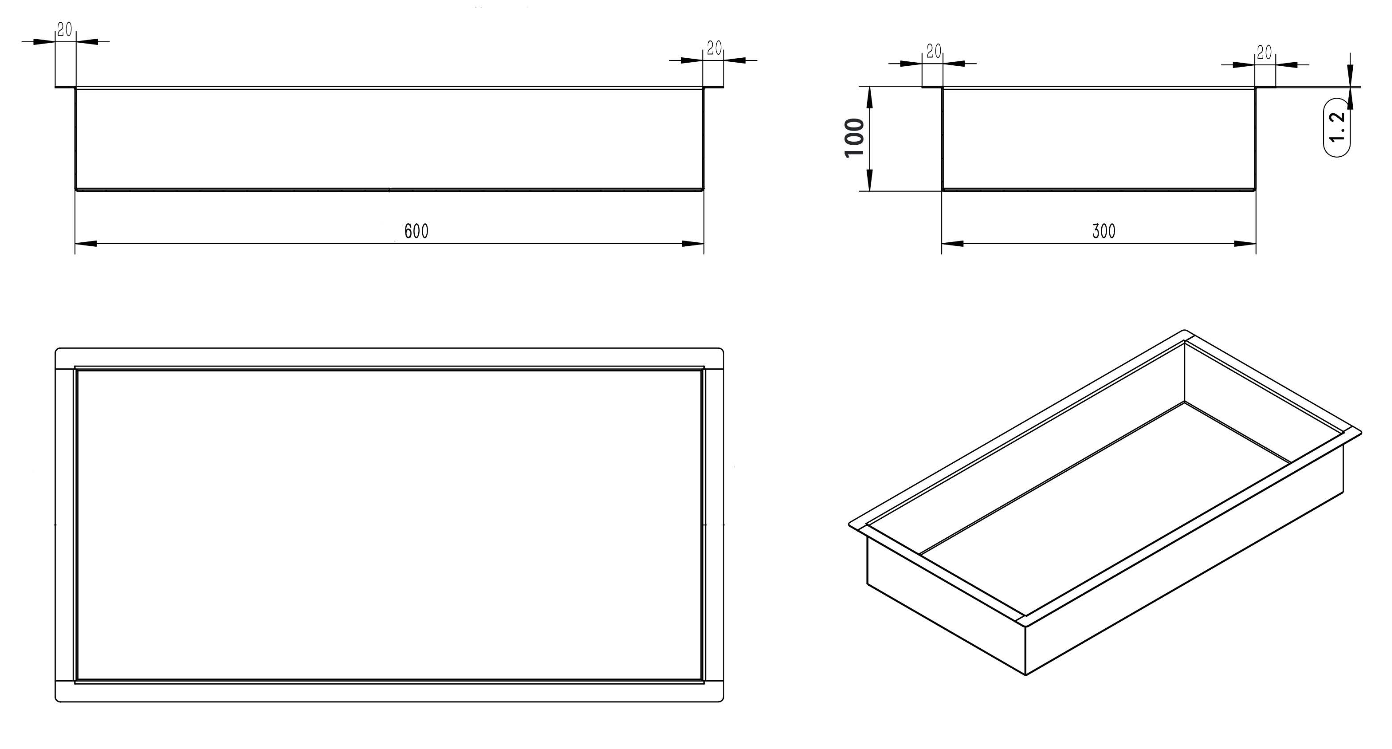 Mueller Ferro inbouwnis 60x30x10cm verouderd ijzer - gunmetal