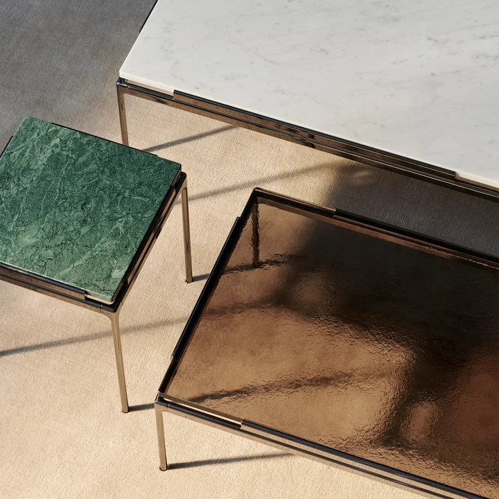 &Tradition - Sett Coffee Table LN12, Bianco Carrara / Chrom dunkel