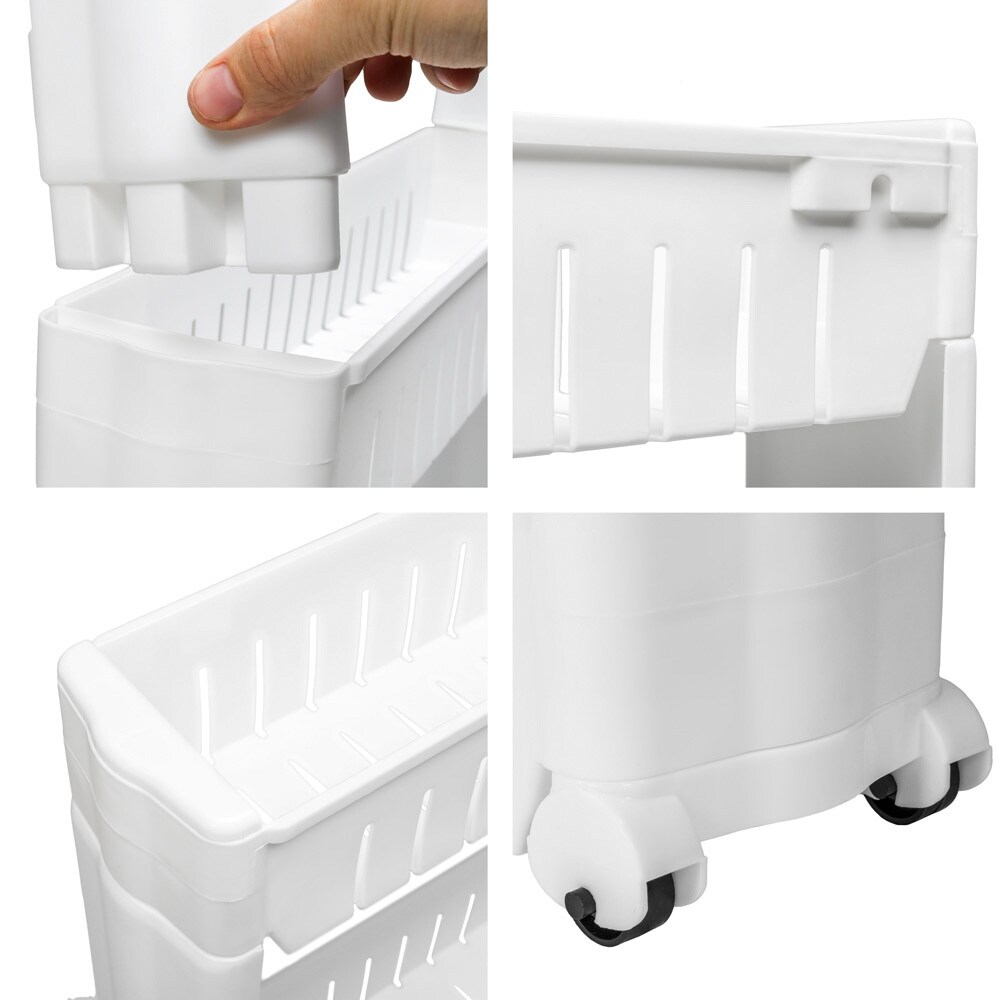 tectake® Nischenregal, 4 Ebenen, leicht zu reinigen, 54 x 12 x 101 cm