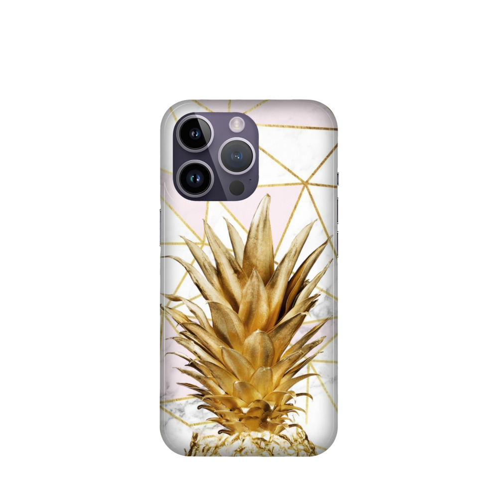 iPhone 14 Pro Kunststoff Hülle Ananas - Gold