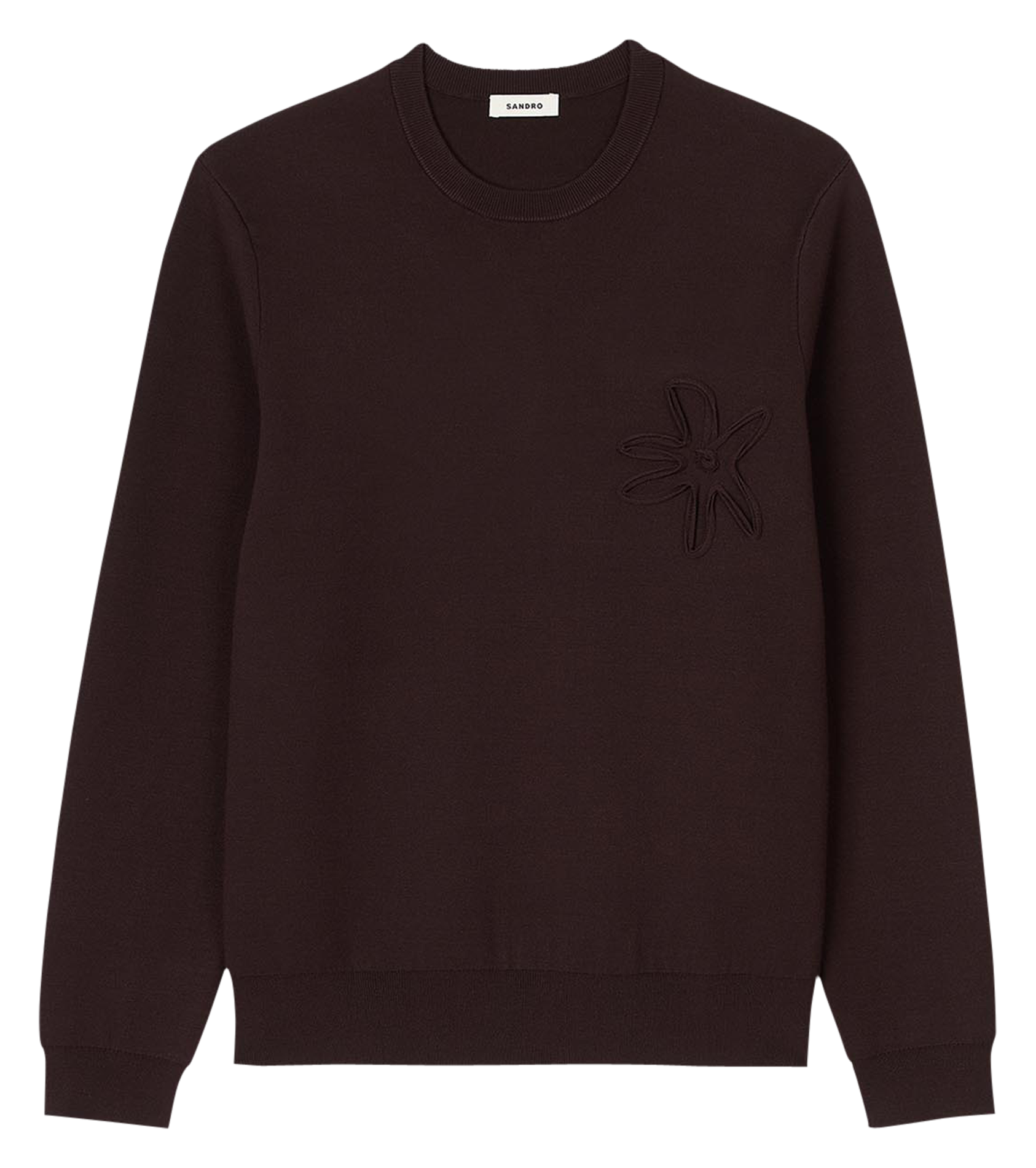 Sweat droit à fleurs | Marron