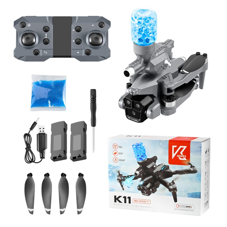 WiFi Faltbare RC Quadrocopter GPS Drohne 3-Linsen HD Kamera Video Live-Übertragung mit Wasserbomben Abwurf   Fernbedienung (iOS/Android) - Schwarz