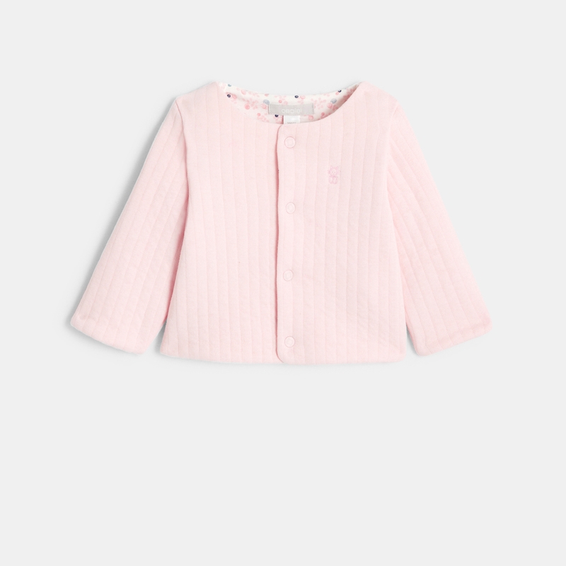 Cardigan en molleton rose naissance
