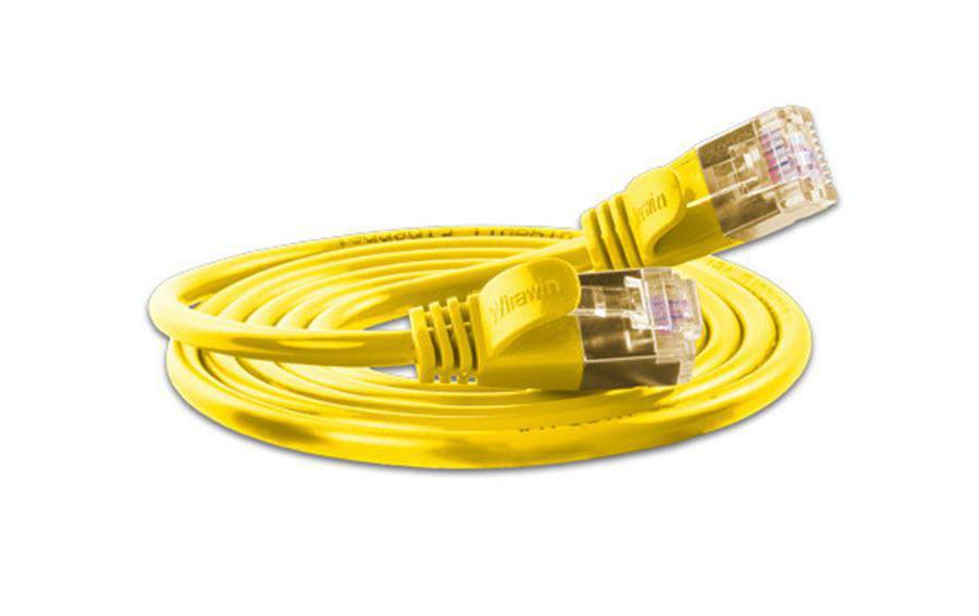 Slimpatchkabel RJ-45 - RJ-45, Cat 6, U/FTP, 1.5 m, GelbGeschirmtes Cat 6 Twisted-Pair-Kabel (U/FTP) mit Klinkenschutz
