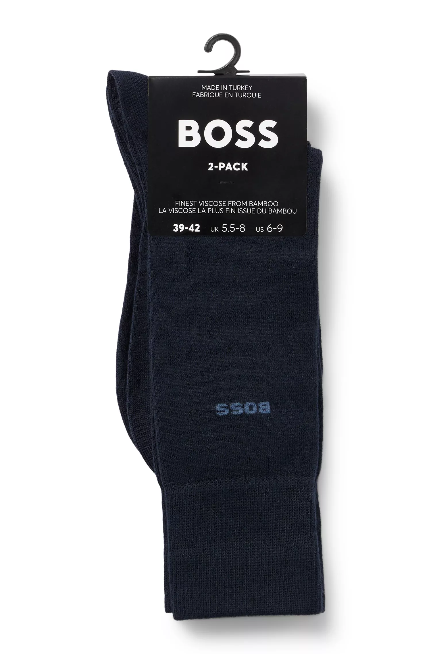 BOSS Preto - Pacote com duas meias de comprimento normal em fio elástico.