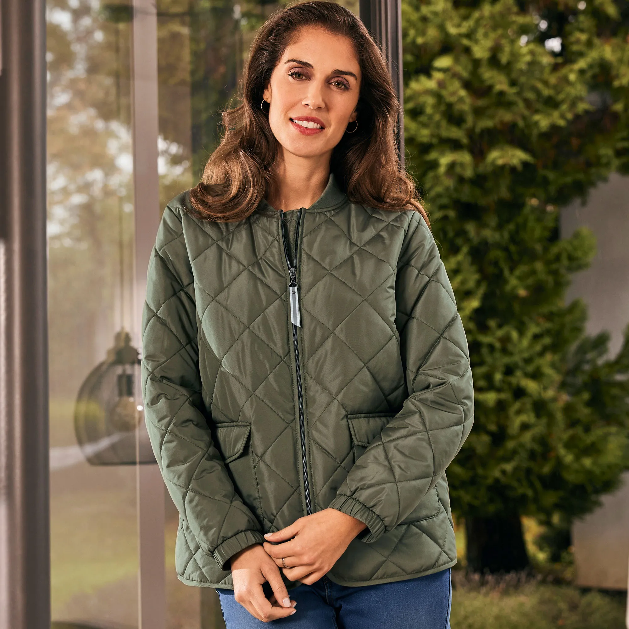 Damen-Steppjacke mit Rauten-Steppmuster