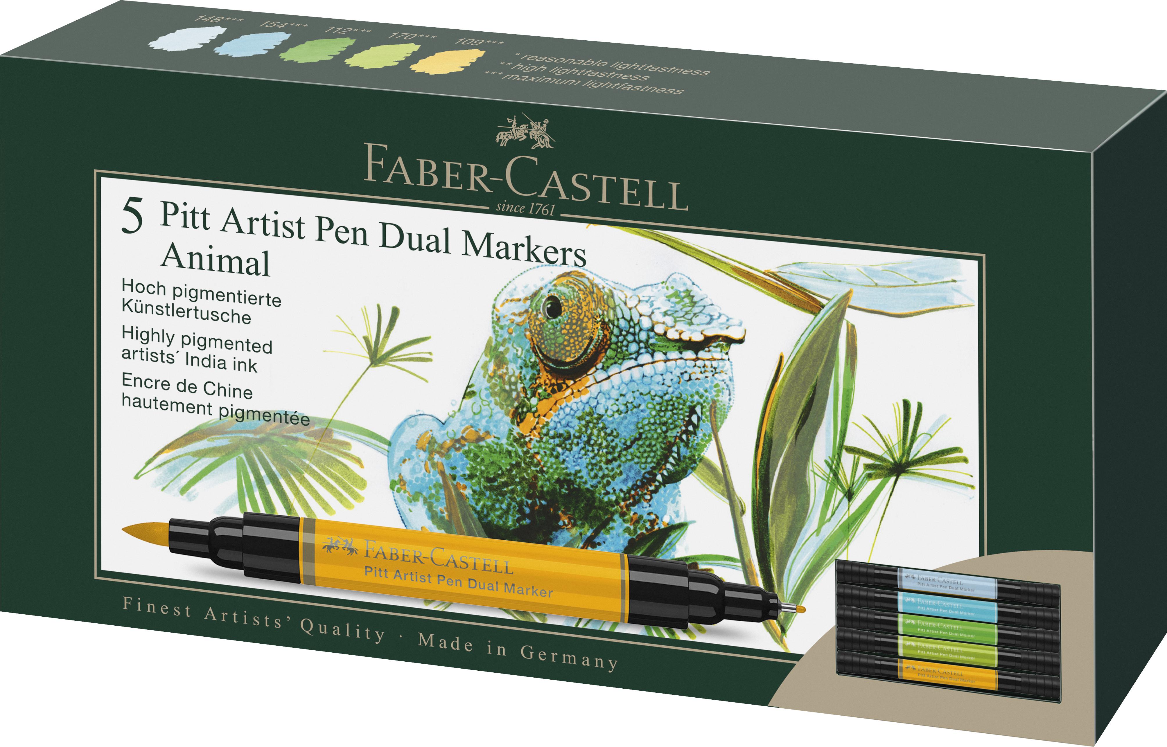 Faber-Castell - Indian Ink PAP Dual Marker - Dyr (5 stk.)
