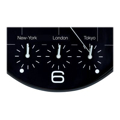Unilux - Horloge On Time - mécanisme quartz - 4 fuseaux horaires - 30,5 cm - noir