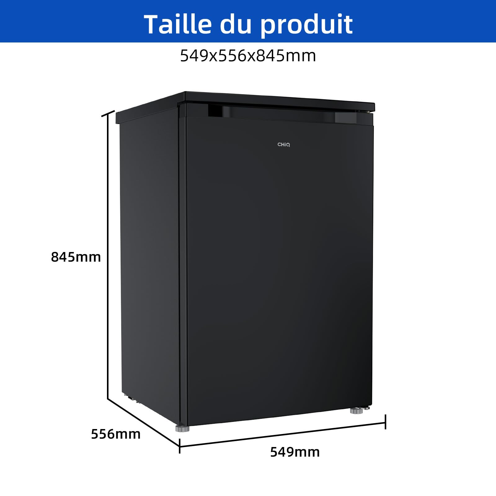 Réfrigérateur congélateur CHiQ 107 L, Classe D, Efficacité énergétique, Ultra silencieux (39 dB), Contrôle de l'humidité, Porte réversible