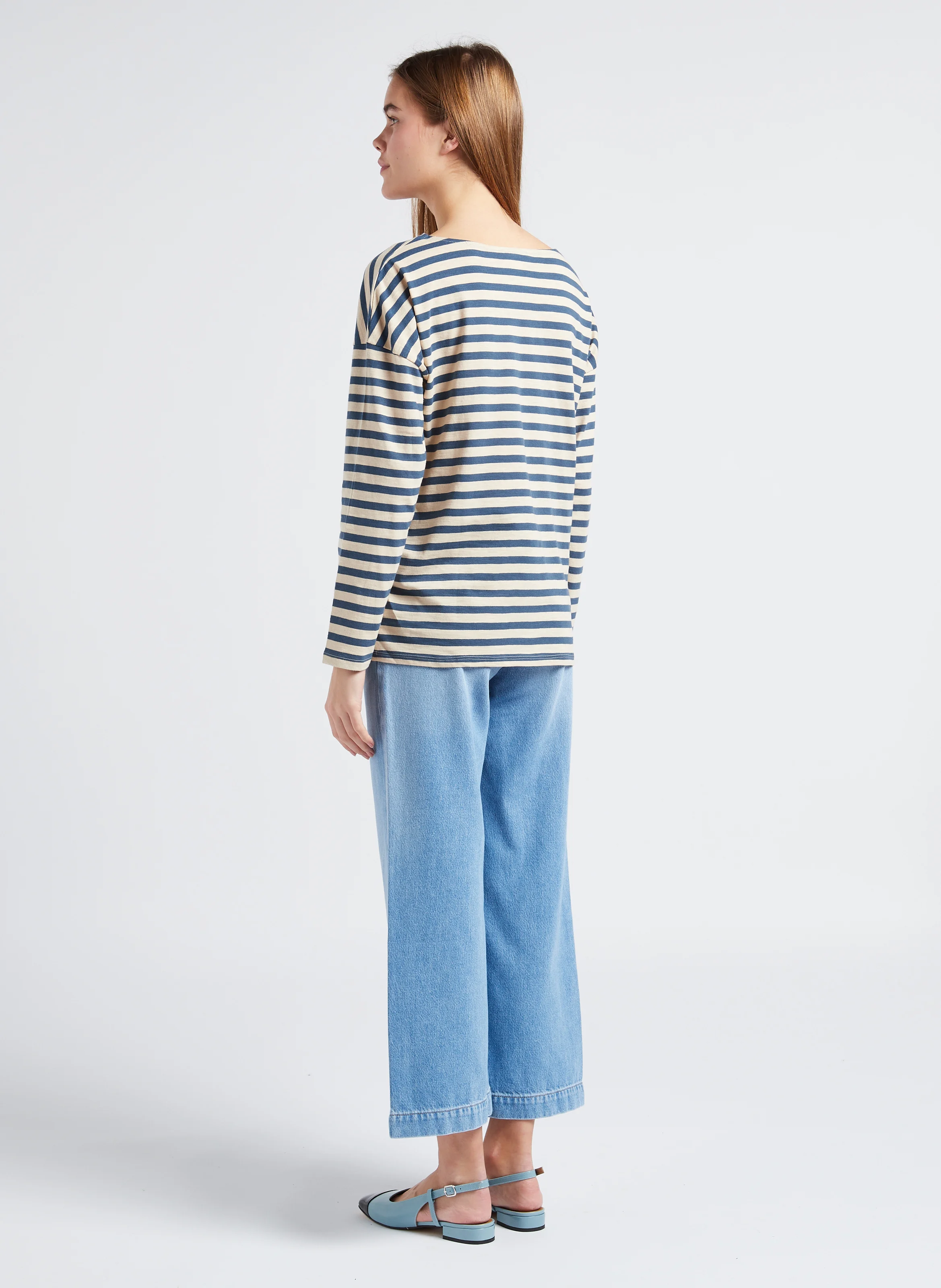 MOSS - Jean droit taille haute en coton mélangé | Jean Délavé