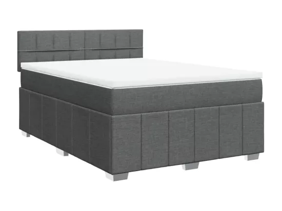 Sommier à lattes de lit avec matelas Gris foncé 160x200cm Tissu