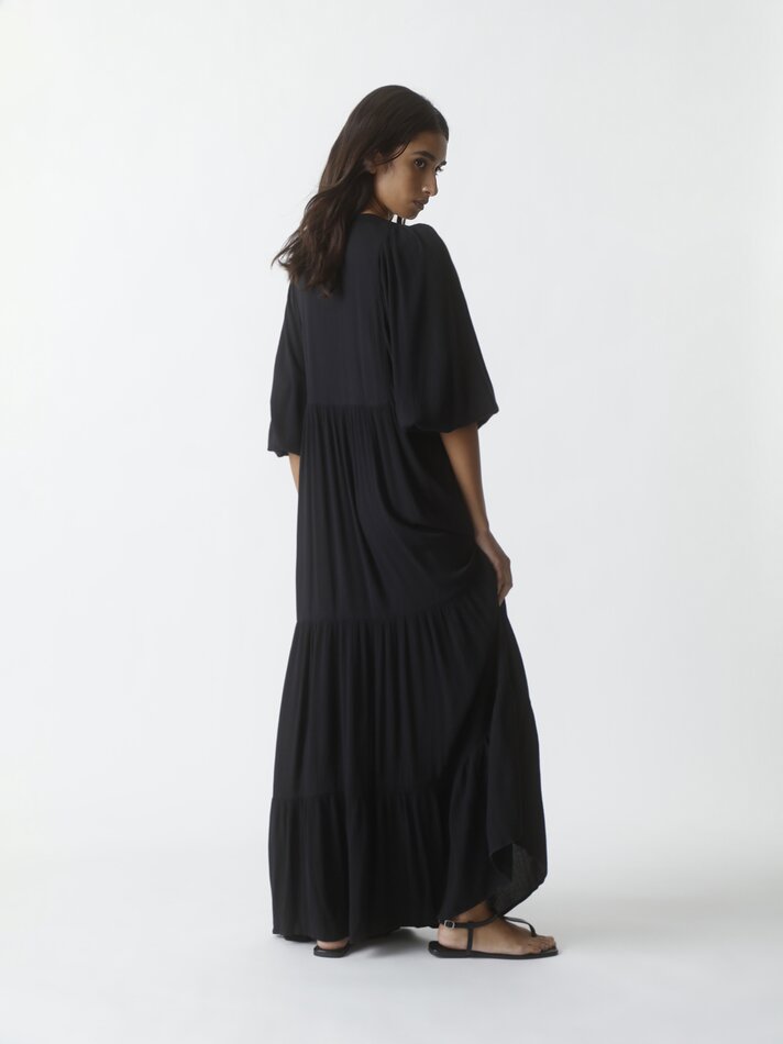 Vestido longo de chiffon - Preto