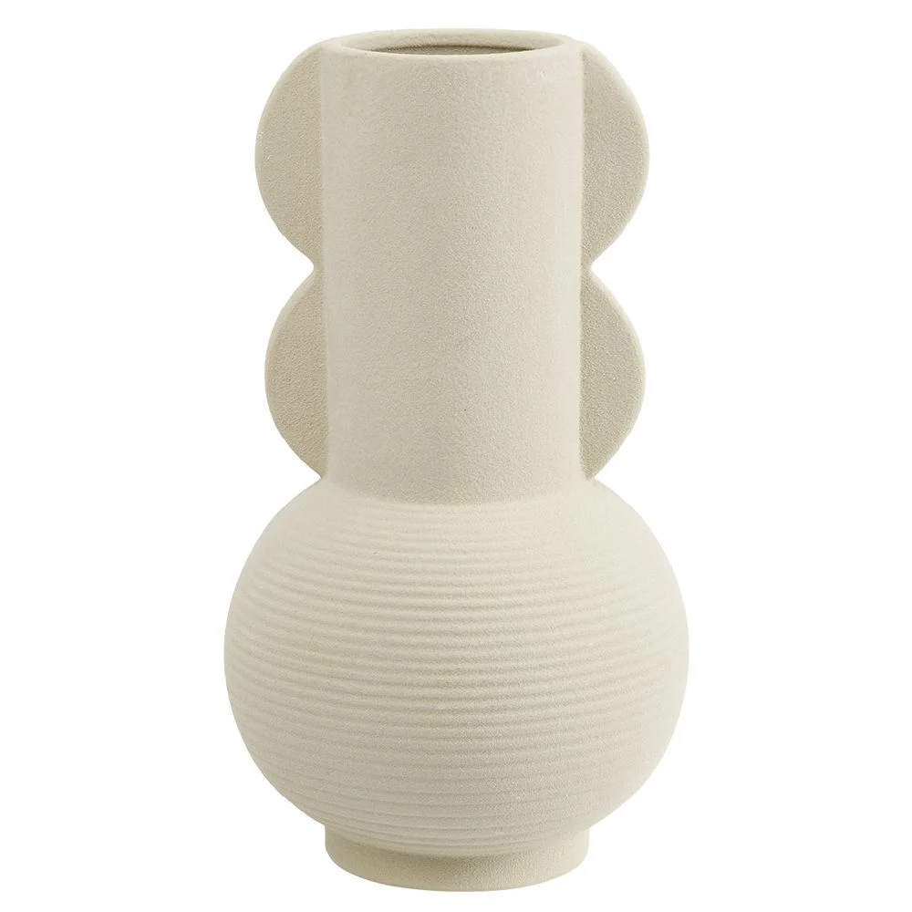 Vase céramique oreillettes beige Ø13cm