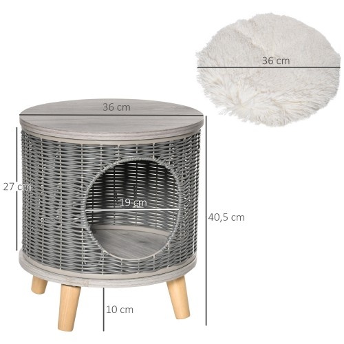 Caverna elevada para gatos cinzentos Pawhut