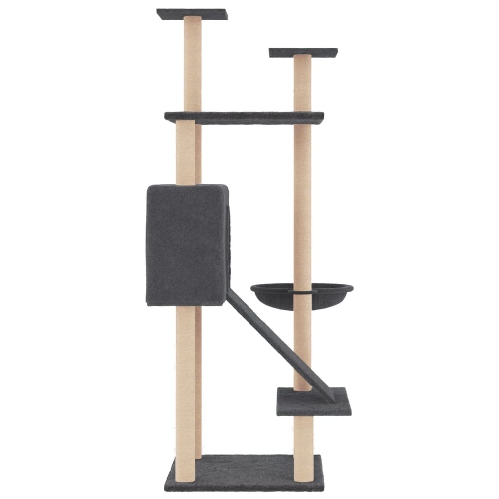 Arbre à chat avec griffoirs en sisal gris foncé 153 cm
