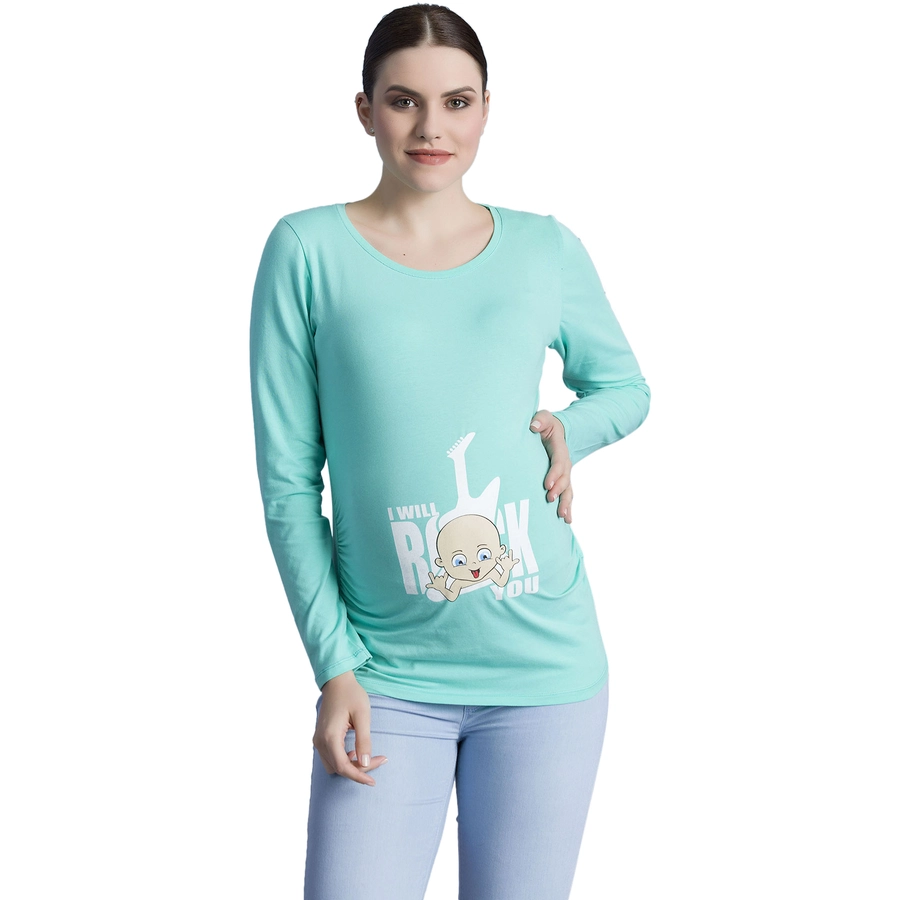 M.M.C. Umstandslangarmshirt I Will Rock You mit Motiv Mint