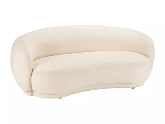 LEOPOLD - Canapé haricot 3 places en tissu bouclette écru