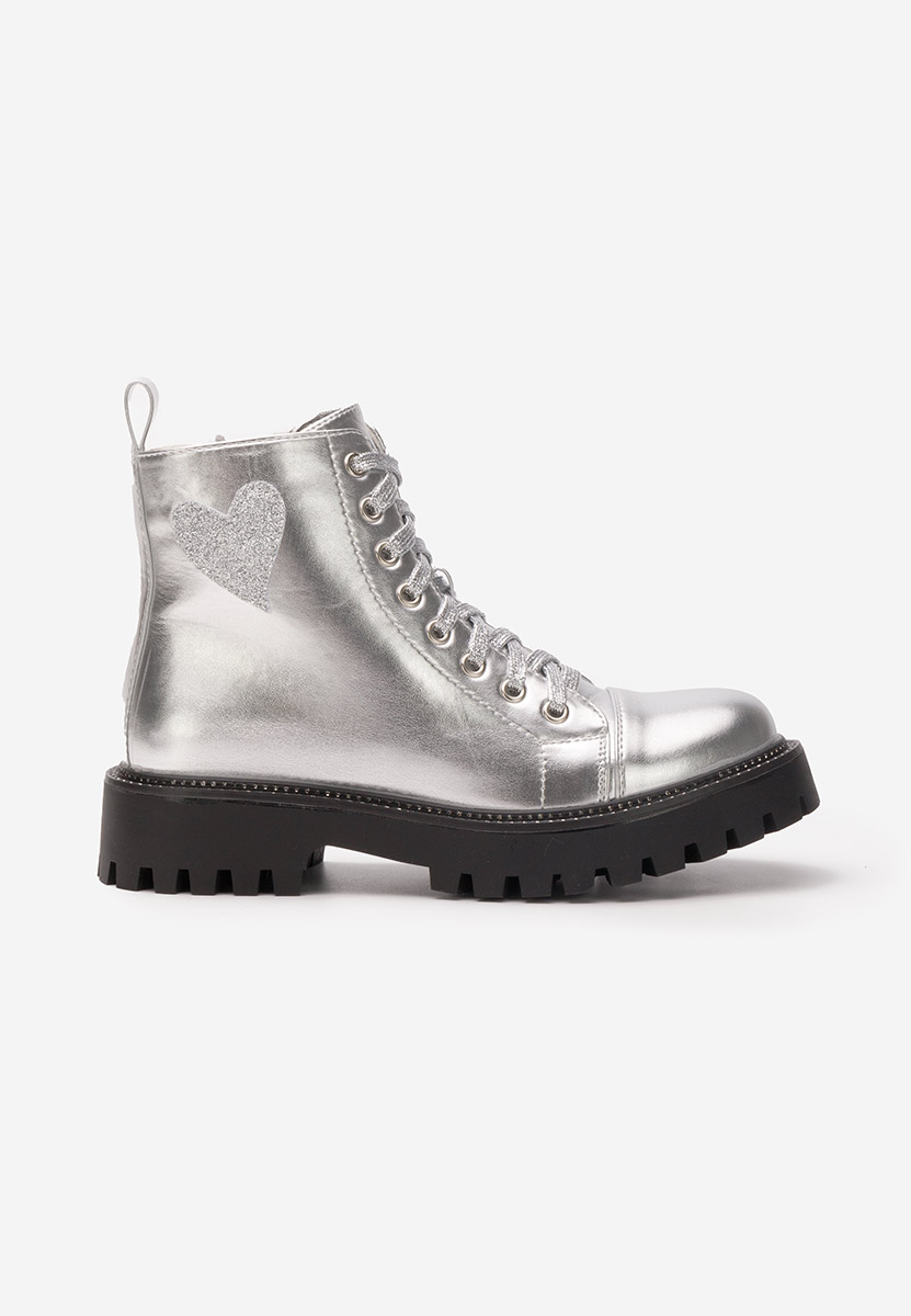 Bottines rangers femme argent Lazaria