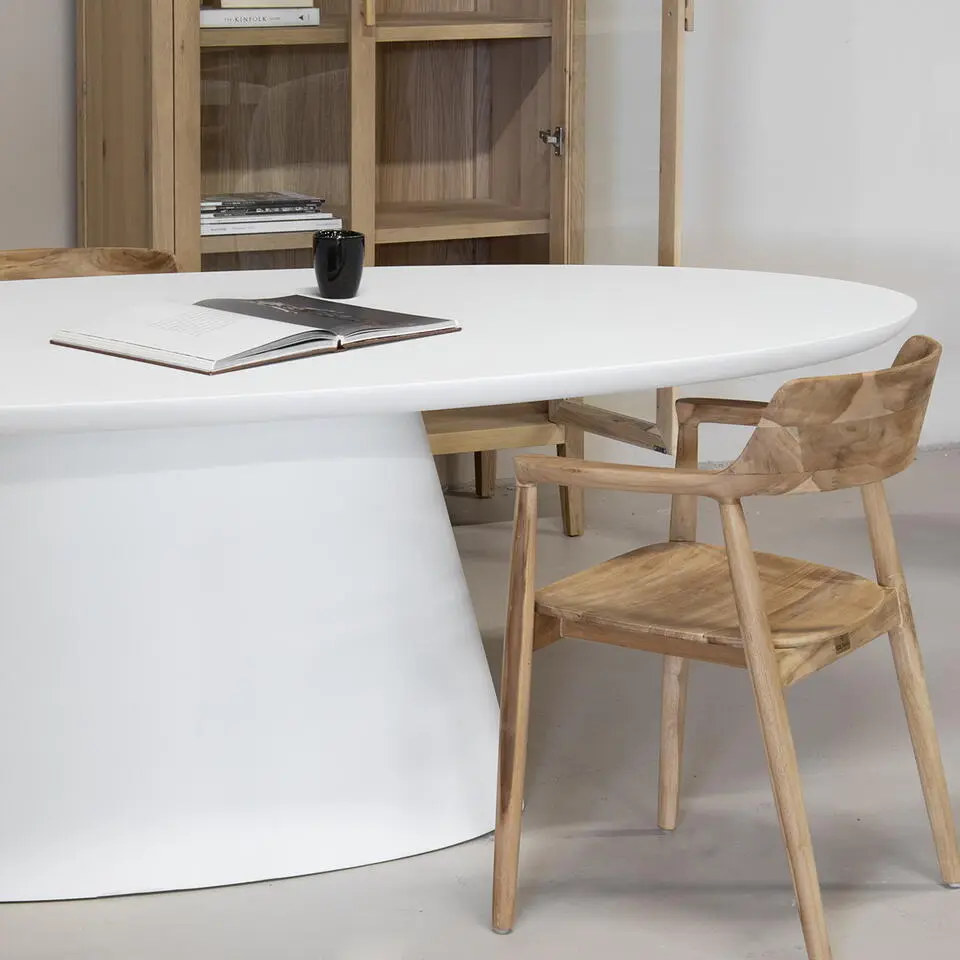 Eettafel Ovaal 300cm - Wit Eco Composiet - Acryl Coating - Cleo
