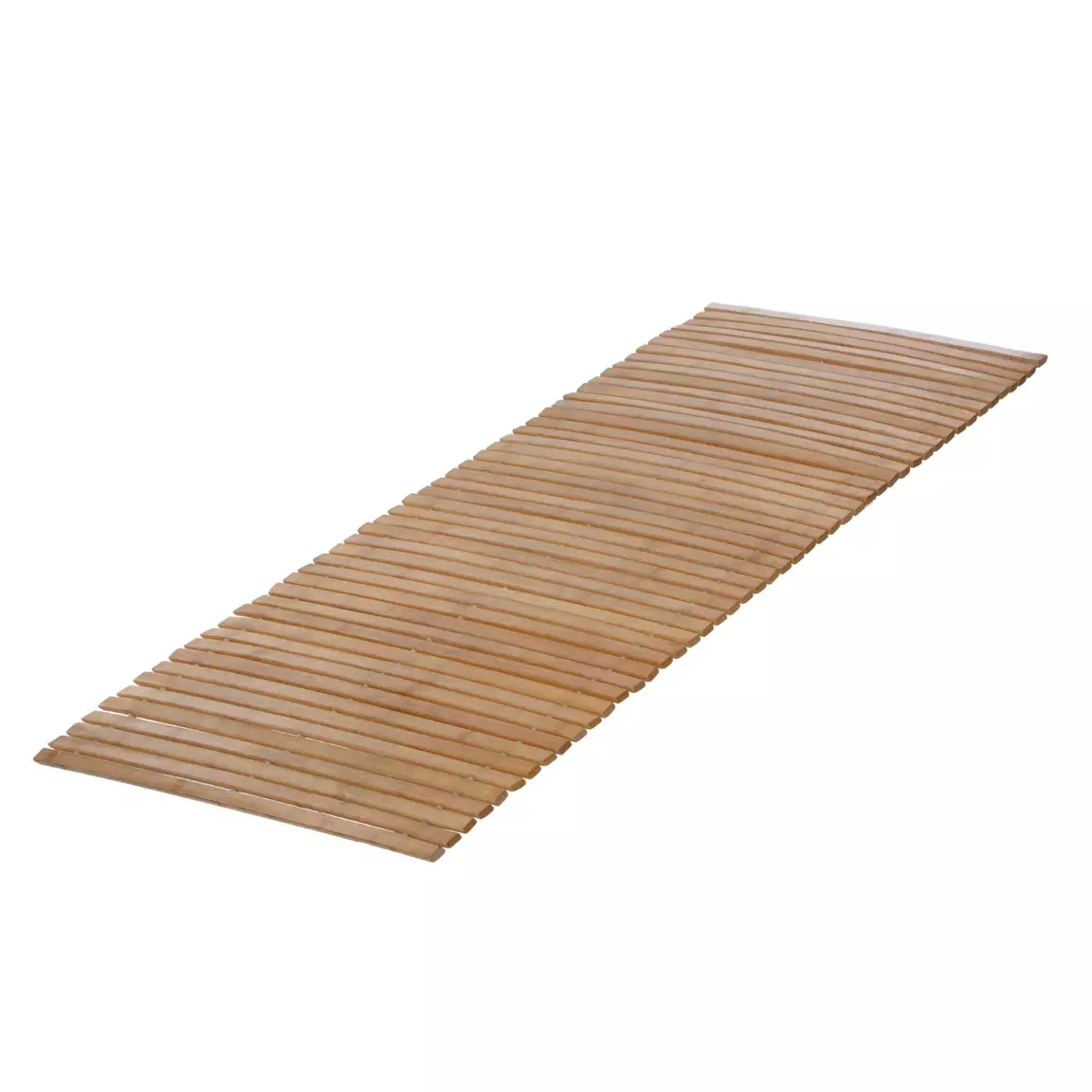 Tapis de bain caillebotis à rouler bambou (120 x 50 cm) Leo Beige