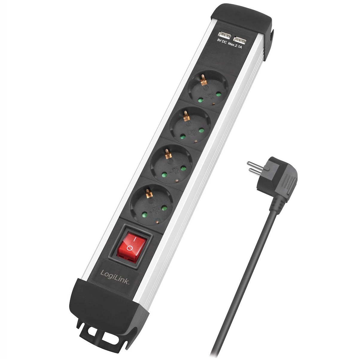 Grenkontakt 4-veis 2xUSB-bryter 1,5 m monterbar