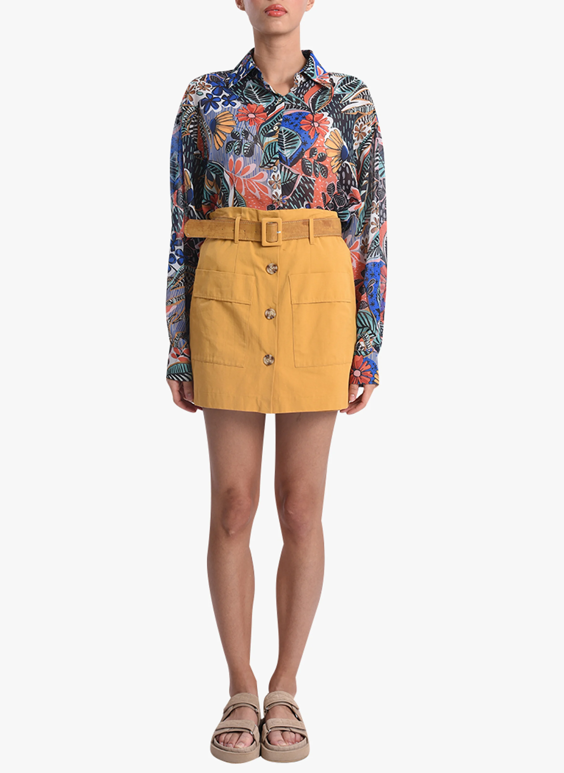 Chemise col classique imprimée floral| Multicolore