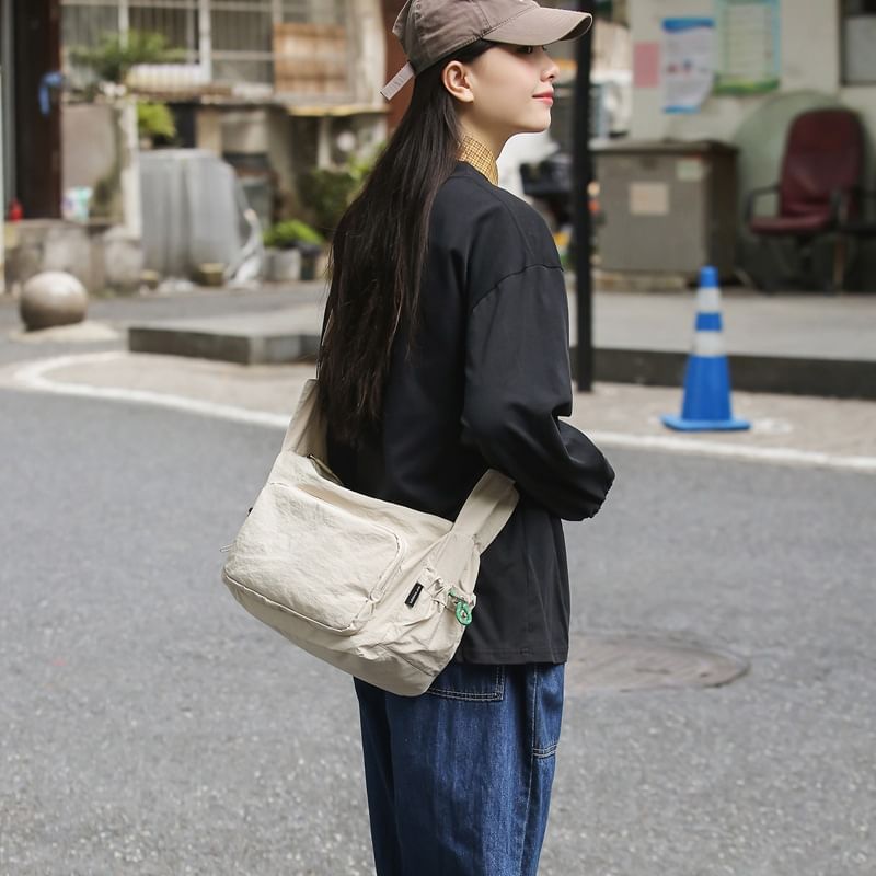 Wavecho - Effen canvas crossbodytas