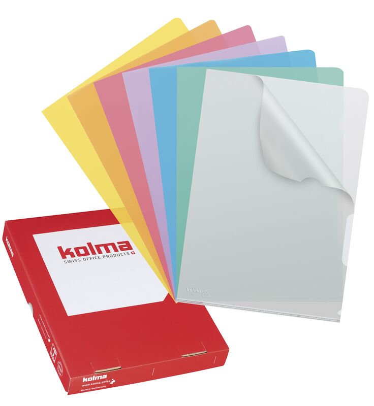Kolma Sichtmappen, 100 Stück, A4, 130 µm, glatt, assortiert