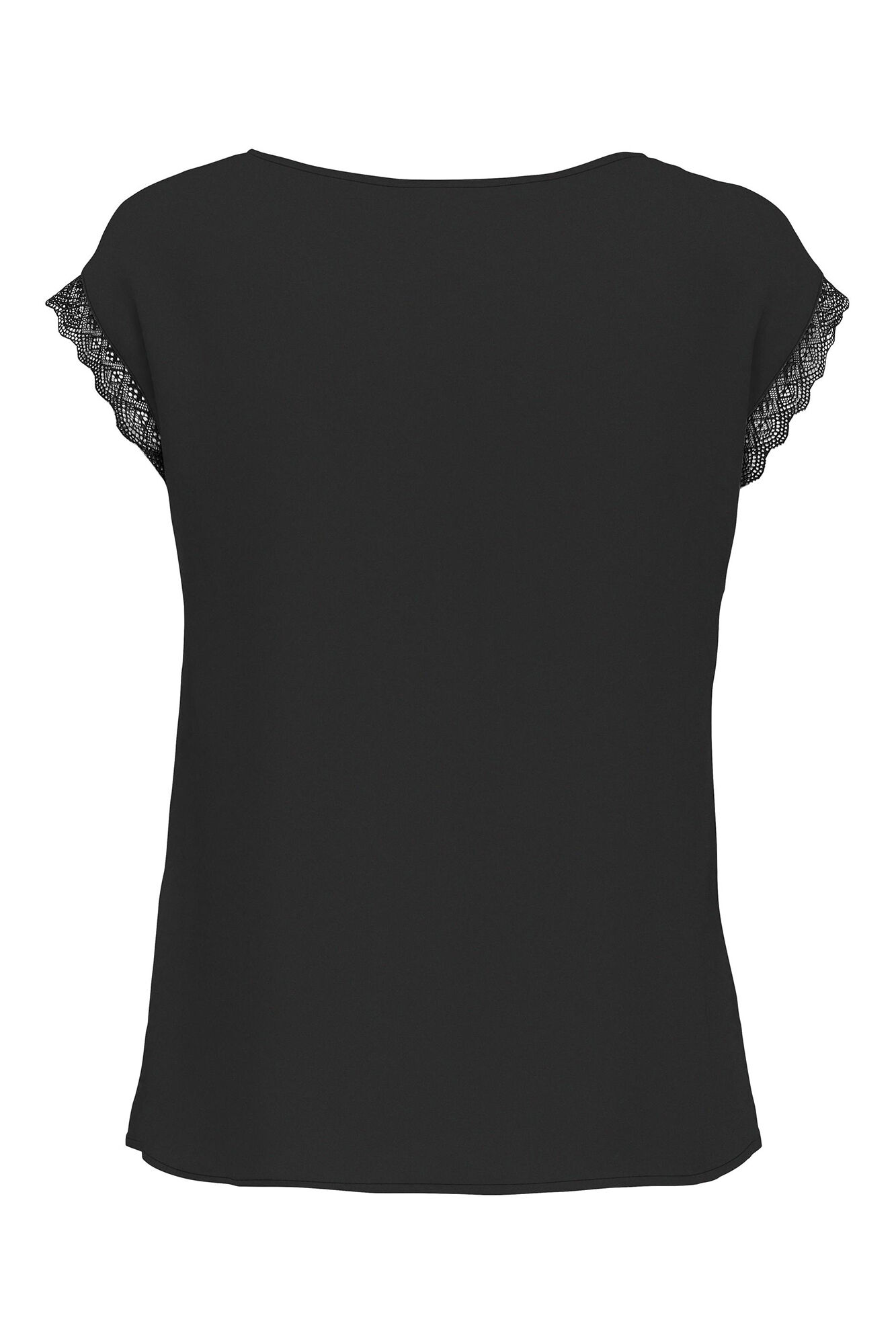 Blusa de manga curta com detalhes em renda.