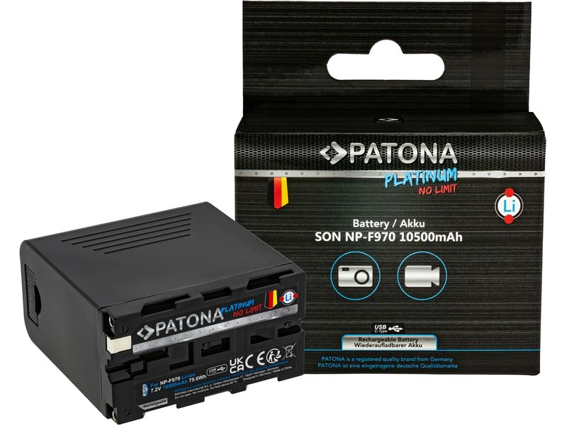 Patona Platinum Akku für Sony NP-F970, F960, F950 inkl. Pow Platinum Batteriesatz für Sony