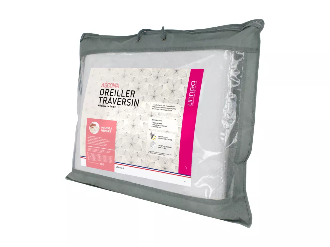 Oreiller 60x60 cm ASCONA mousse à mémoire de forme visco