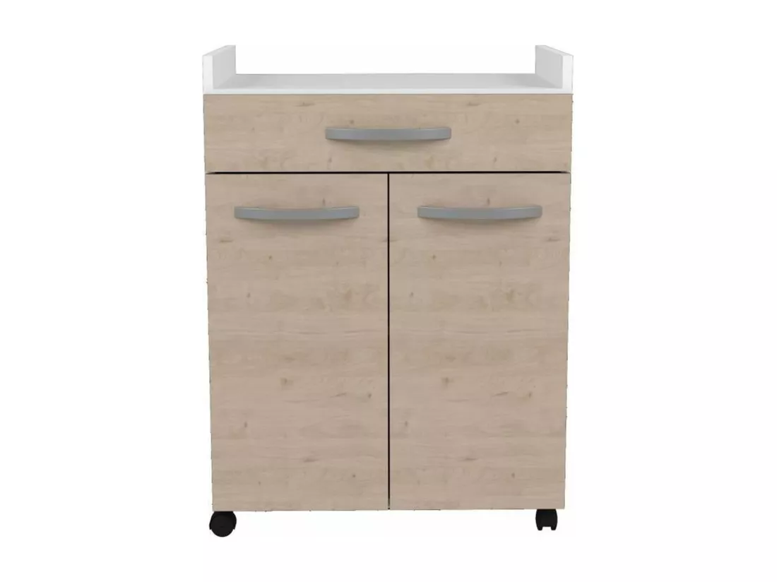 Desserte de 60 cm - 1 Tiroir et 1 Porte - 60 x 44 x 81 cm - Coloris Chêne