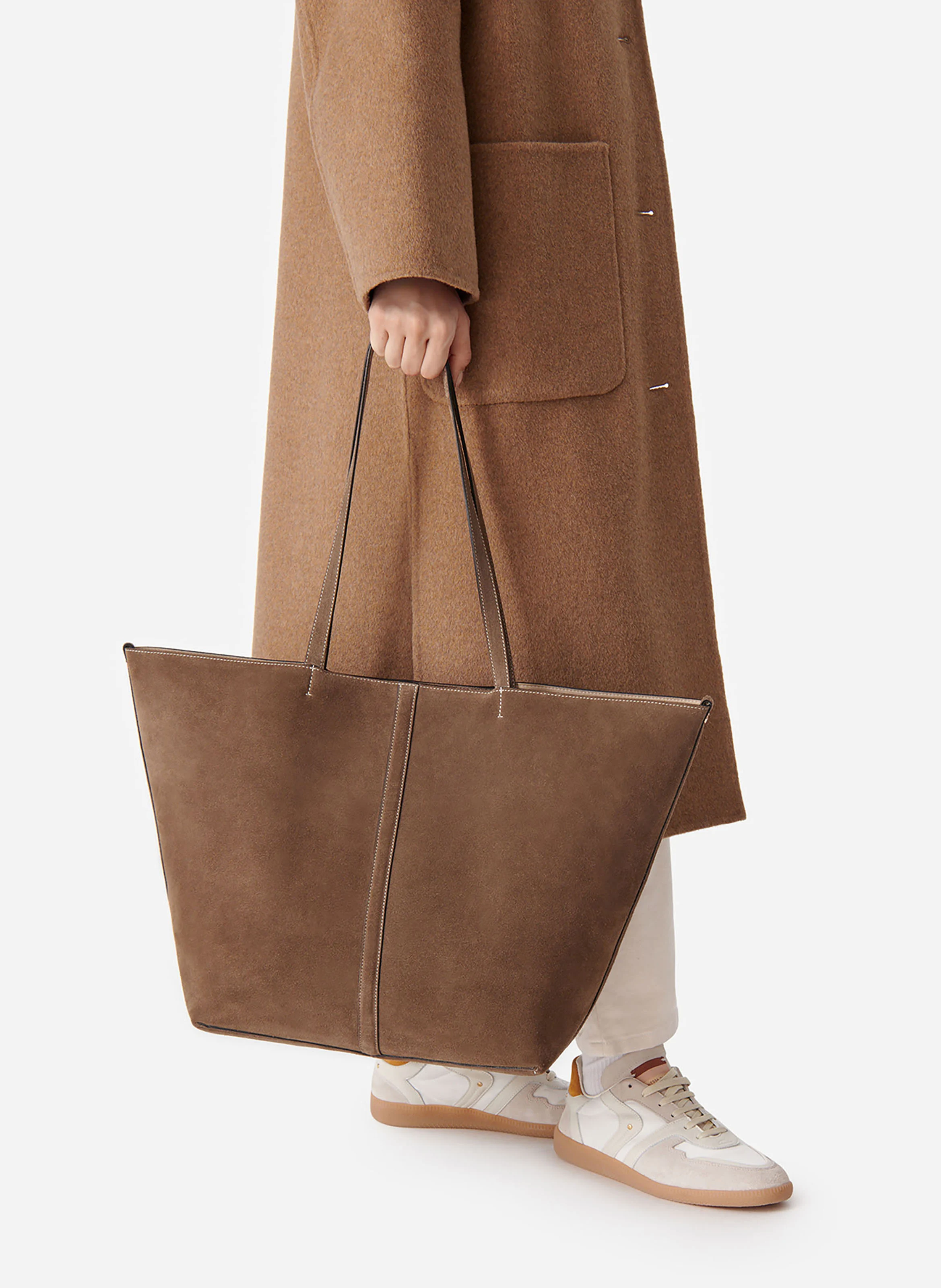 Sac cabas en cuir velours | Beige