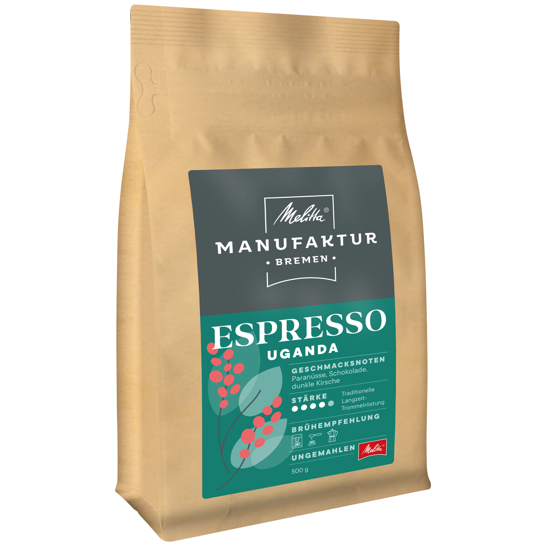 Melitta® Manufaktur-Kaffee Espresso Uganda|Kaffeebohnen 500g