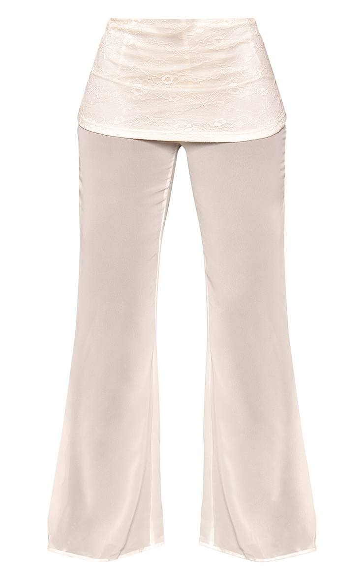 Crème Pantalon En Mesh À Taille Dentelle Shape Co-ord