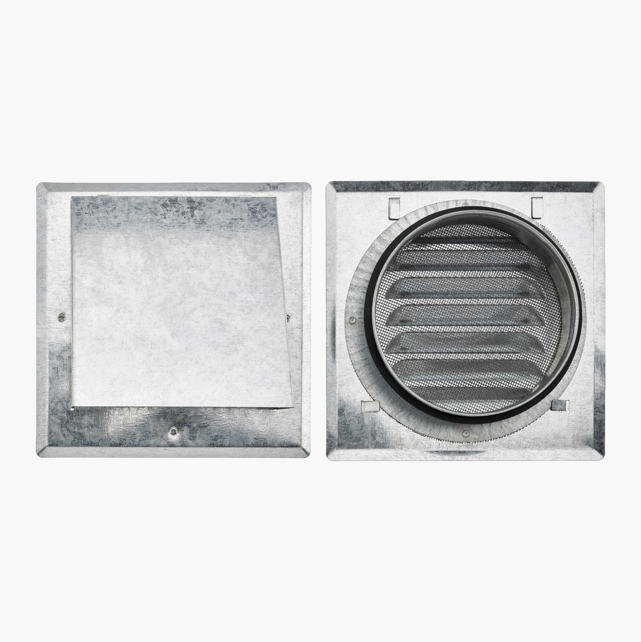 Ventilasjonsgitter, stusstilkobling, stormkappe, 125 mm