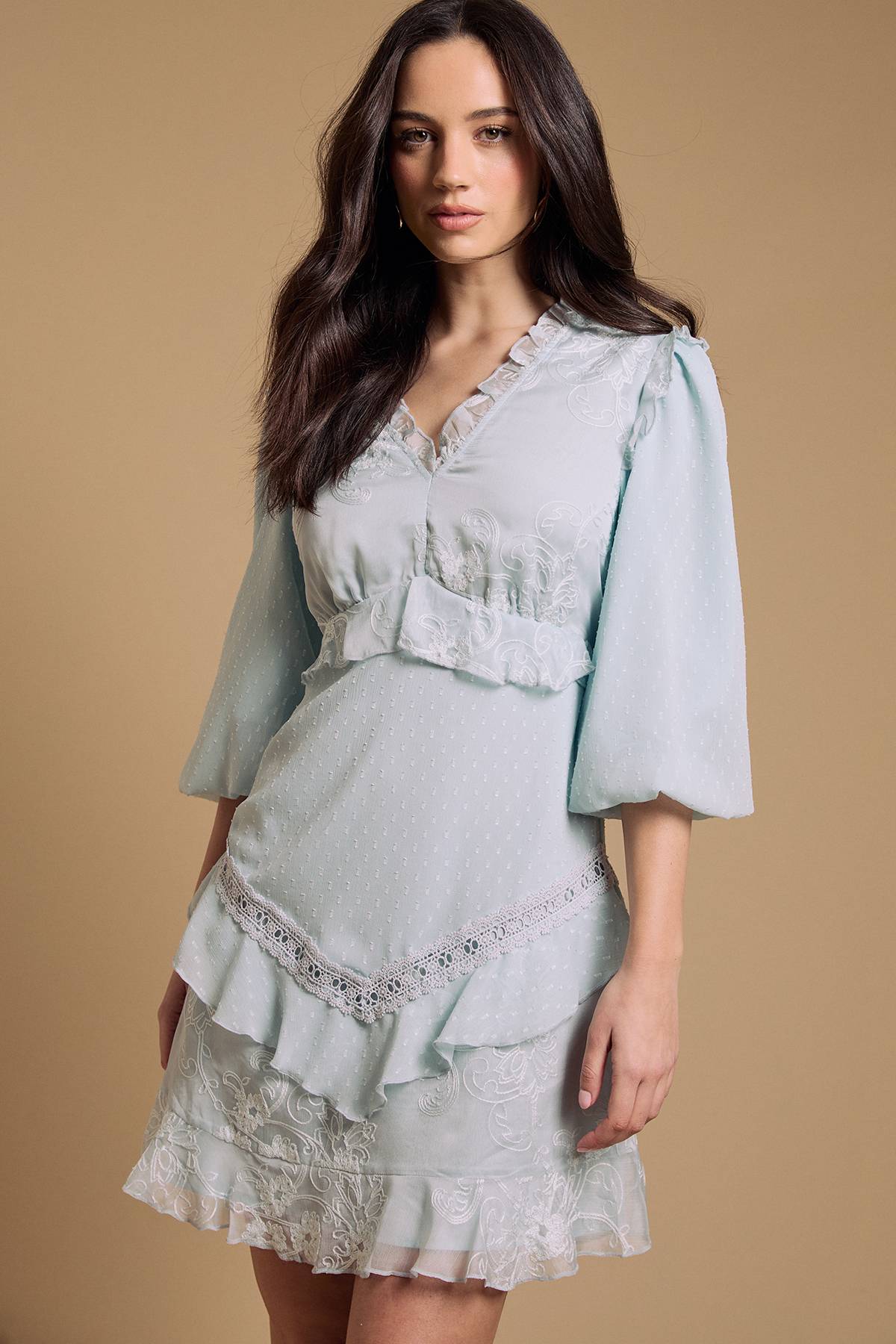 Oasis Robe Mini En Mélange De Mousseline Avec Dos Noué